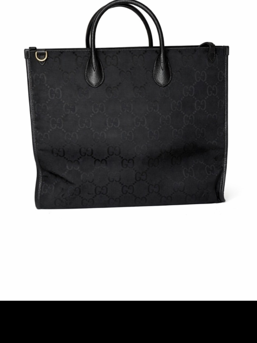 Gucci Black GG Canvas Tote with Gold Logo Patch - Picture 3 of 6